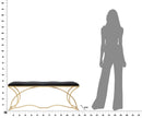 Panca Sunshine 120x40x45 cm in Ferro e Specchio Oro e Nero-7