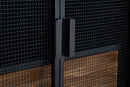 Mobile Iron School Grid 63x38,5x164 cm in Ferro e Legno di Abete Nero e Marrone-5