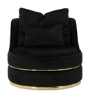 Poltrona Paris Space Nero/Oro Ø84x72 cm in Legno e Spugna Nero e Oro-2