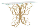 Console Butterfly 110x40x76 cm in Ferro e Vetro Oro-1