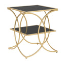Tavolinetto Double 45x45x55 cm in Ferro MDF e Specchio Oro e Nero-1