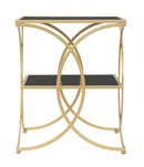 Tavolinetto Double 45x45x55 cm in Ferro MDF e Specchio Oro e Nero-2