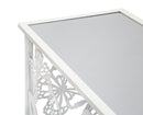 Console Bianco Butterfly 121,5x41x81 cm in Ferro MDF e Specchio Bianco e Oro-4