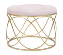 Puff Luty Ø60x45 cm in Ferro e Spugna e Velluto Rosa e Oro-1