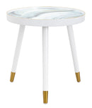 Tavolinetto Bianco Marble Ø50x48 cm MDF e Plastica e Ferro Bianco e Multicolor-1