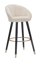 Sgabello Bar Prague Crema 55x56x104 cm Legno e Spugna Crema Oro e Nero-1
