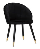 Sedia Loty Nera 57x58x80 cm in Legno e Velluto Nero e Oro-1