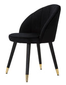 Sedia Loty Nera 57x58x80 cm in Legno e Velluto Nero e Oro-3