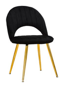 Set 2 Sedie Imbottite 52x48x78 cm in Tessuto Velluto Flex Nero e Oro-1