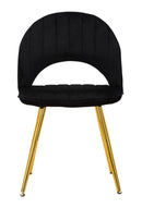 Set 2 Sedie Imbottite 52x48x78 cm in Tessuto Velluto Flex Nero e Oro-2
