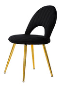Set 2 Sedie Imbottite 52x48x78 cm in Tessuto Velluto Flex Nero e Oro-3