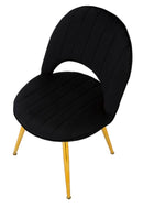 Set 2 Sedie Imbottite 52x48x78 cm in Tessuto Velluto Flex Nero e Oro-5