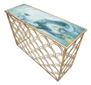 Console Arc 120x40x80,5 cm in Ferro MDF e Vetro Oro e Multicolor-4