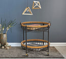 Carrello 2 Ripiani 57x55,5x62,5 cm con Ruote in Metallo e Rattan-7