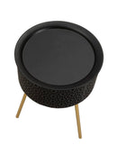 Tavolino Basso Ø35x50 cm in Metallo Nero-2