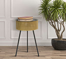 Tavolino Basso Ø40x65 cm in Metallo Oro e Nero-5
