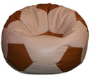 Poltrona a Sacco Pouf Ø100 cm in Similpelle Baselli Pallone da Calcio Caffè e Marrone-1