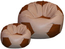 Poltrona a Sacco Pouf Ø100 cm in Similpelle con Poggiapiedi Baselli Pallone da Calcio Caffè e Marrone-1