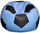 Poltrona a Sacco Pouf Ø100 cm in Similpelle Baselli Pallone da Calcio Celeste e Nero