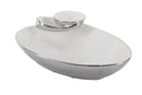 Svuota Tasche Soap 37x26x11,5 cm in Ceramica Bianco e Argento-2
