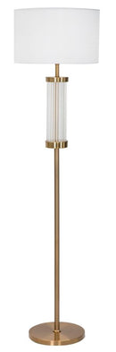 Lampada da Terra Ottoman Ø40x158 cm in Ferro e Vetro e Tessuto Oro e Bianco-1