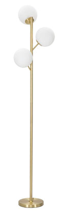 Lampada da Terra Glamy 3 Luci Ø36x190 cm in Ferro e Vetro Oro e Bianco-1