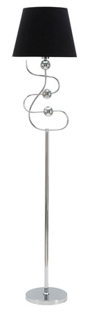 Lampada da Terra Argento Ball Ø37x169 cm in Ferro PVC e Tessuto Argento e Nero-1