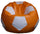Poltrona a Sacco Pouf Ø100 cm in Similpelle Baselli Pallone da Calcio Arancione e Bianco