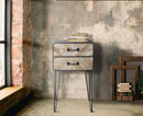 Mobiletto 2 Cassetti Oklahoma 41x34,5x70 cm in Ferro e MDF Marrone e Nero-10
