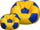 Poltrona a Sacco Pouf Ø100 cm in Similpelle con Poggiapiedi Baselli Pallone da Calcio Giallo e Blu