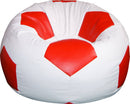 Poltrona a Sacco Pouf Ø100 cm in Similpelle Baselli Pallone da Calcio Bianco e Rosso-1