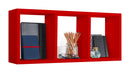 Mensola Rettangolare 3 Scomparti da Parete 70x30x15.5 cm in Fibra di Legno Tristano Rosso-3