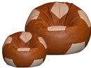 Poltrona a Sacco Pouf Ø100 cm in Similpelle con Poggiapiedi Baselli Pallone da Calcio Marrone e Caffè-1