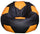 Poltrona a Sacco Pouf Ø100 cm in Similpelle Baselli Pallone da Calcio Nero e Arancione