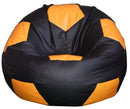 Poltrona a Sacco Pouf Ø100 cm in Similpelle Baselli Pallone da Calcio Nero e Arancione-1