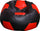 Poltrona a Sacco Pouf Ø100 cm in Similpelle Baselli Pallone da Calcio Nero e Rosso