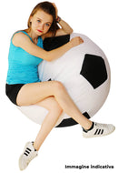 Poltrona a Sacco Pouf Ø100 cm in Similpelle Baselli Pallone da Calcio Nero e Rosso-3