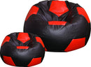 Poltrona a Sacco Pouf Ø100 cm in Similpelle con Poggiapiedi Baselli Pallone da Calcio Nero e Rosso-1