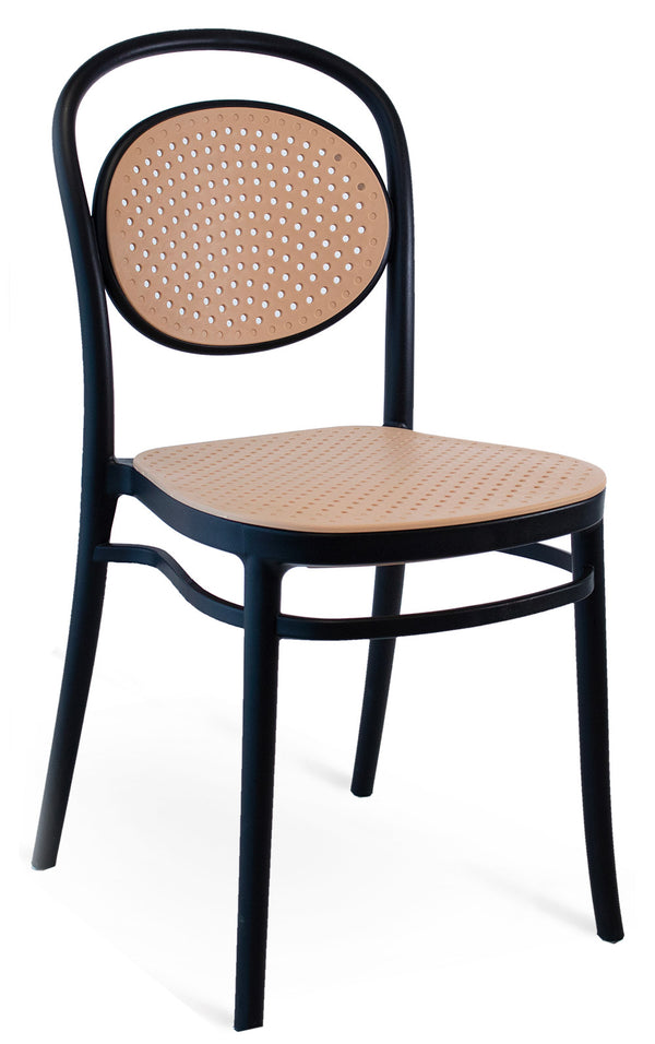 Sedia da Giardino 53x41x85 cm in Polipropilene Cosette Nera/Corda sconto