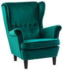 Poltrona Imbottita 84x102x103 cm in Tessuto Velluto Julia Plus Verde Petrolio-1