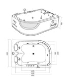 Vasca da Bagno Idromassaggio Angolare 120X180 cm Carnelli Orion-7