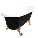 Vasca da Bagno Tradizionale Ellittica 170X80 cm Piedi Dorati Carnelli Margherita Nera-2