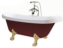 Vasca da Bagno Tradizionale Ellittica 170X80 cm Piedi Dorati Carnelli Margherita Bordfeaux-1