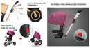 Passeggino Triciclo Seggiolino Reversibile  4 in 1 Boso Happy Kids Rosso-10