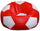Poltrona a Sacco Pouf Ø100 cm in Similpelle Baselli Pallone da Calcio Rosso e Bianco