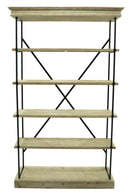 Scaffale 5 Ripiani 127x44x211 cm in Ferro e Legno Fox Nero-2