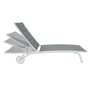 Lettino Prendisole da Giardino 190x30x62 cm in Alluminio e Textilene Milk Grigio-3