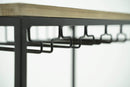 Cantinetta Portabottiglie 60x30x160 cm con Portabicchieri in Ferro e Legno Rex Nera-3