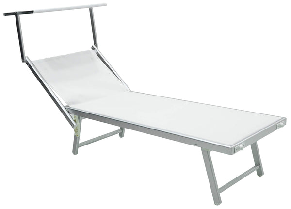 acquista Lettino Prendisole da Giardino 189x61x38 cm in Alluminio e Textilene Simba Bianco