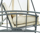Dondolo Letto 3 Posti 255x175x250 cm con Copertura a Gazebo e Zanzariera Beige-7